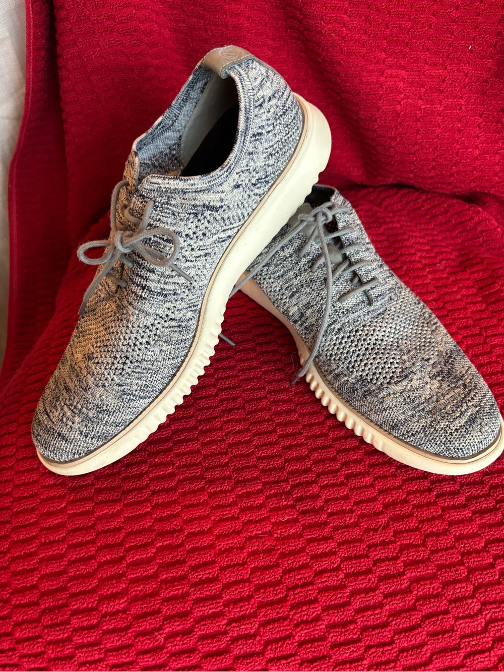 Light Gray Cole Haan Knit Lace-Up Men's Sneaker- Comfortable Everyday Shoes